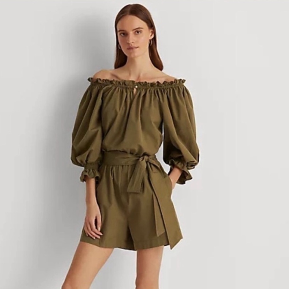 LAUREN BY RALPH LAUREN COTTON
OFF THE SHOULDER ROMPER Size 4
